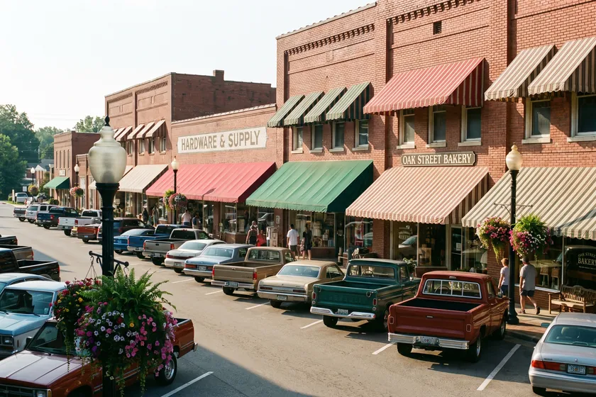 Streets and homes typical of Downtown Apex